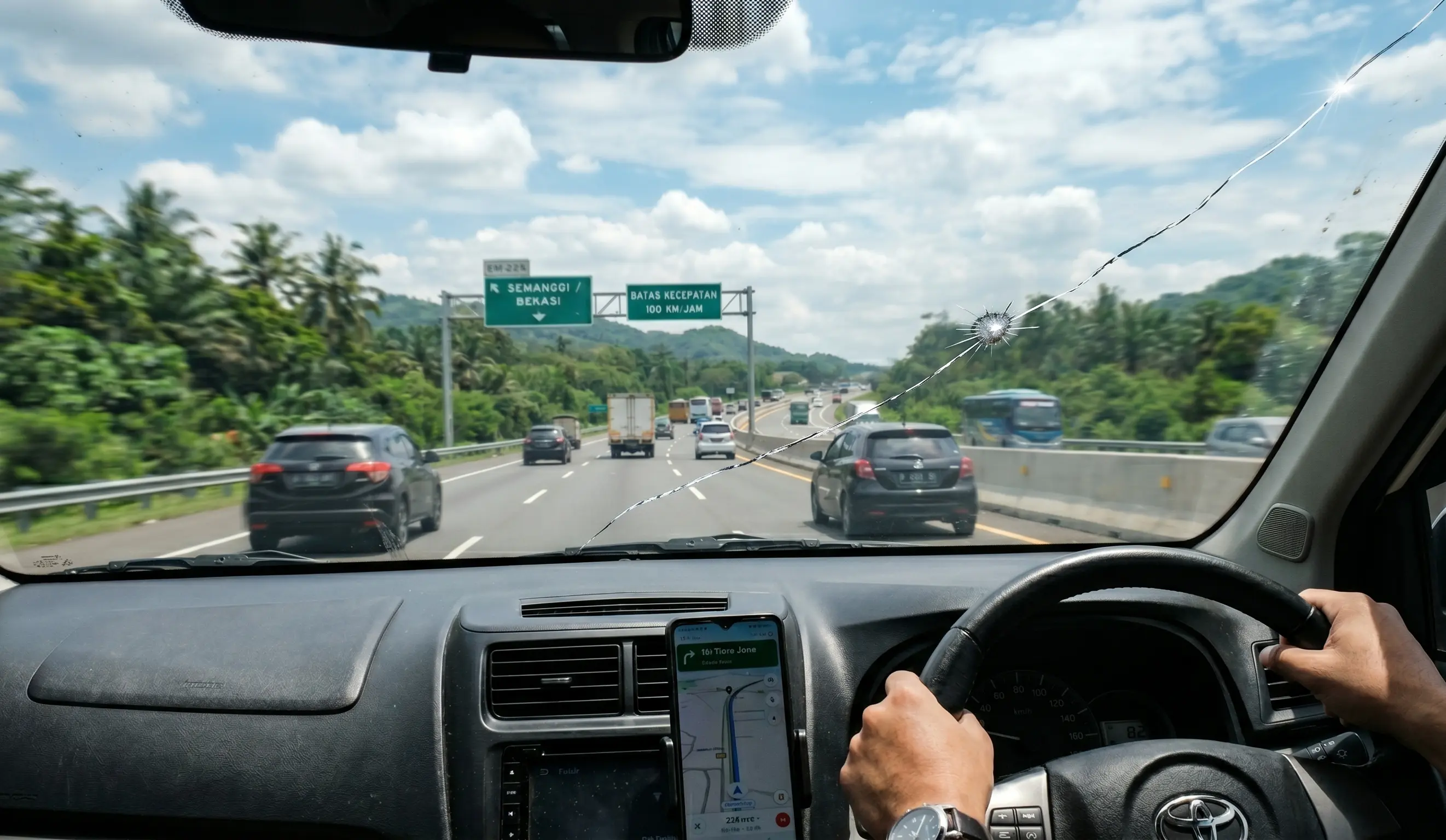 Retakan kecil yang dibiarkan akan memanjang akibat getaran mesin dan perubahan suhu, sangat berbahaya jika pecah saat mobil melaju kencang.