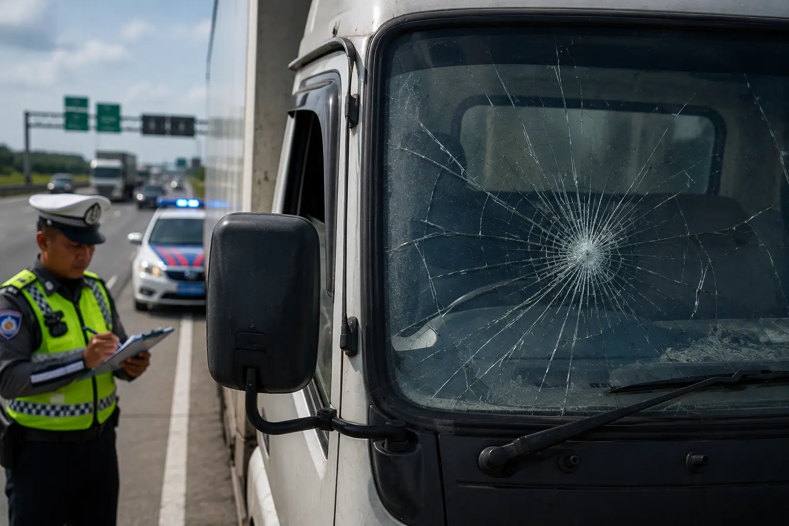 Kaca Truk Retak Bisa Kena Tilang? Ini Aturan Keselamatan yang Wajib Diketahui Ekspedisi