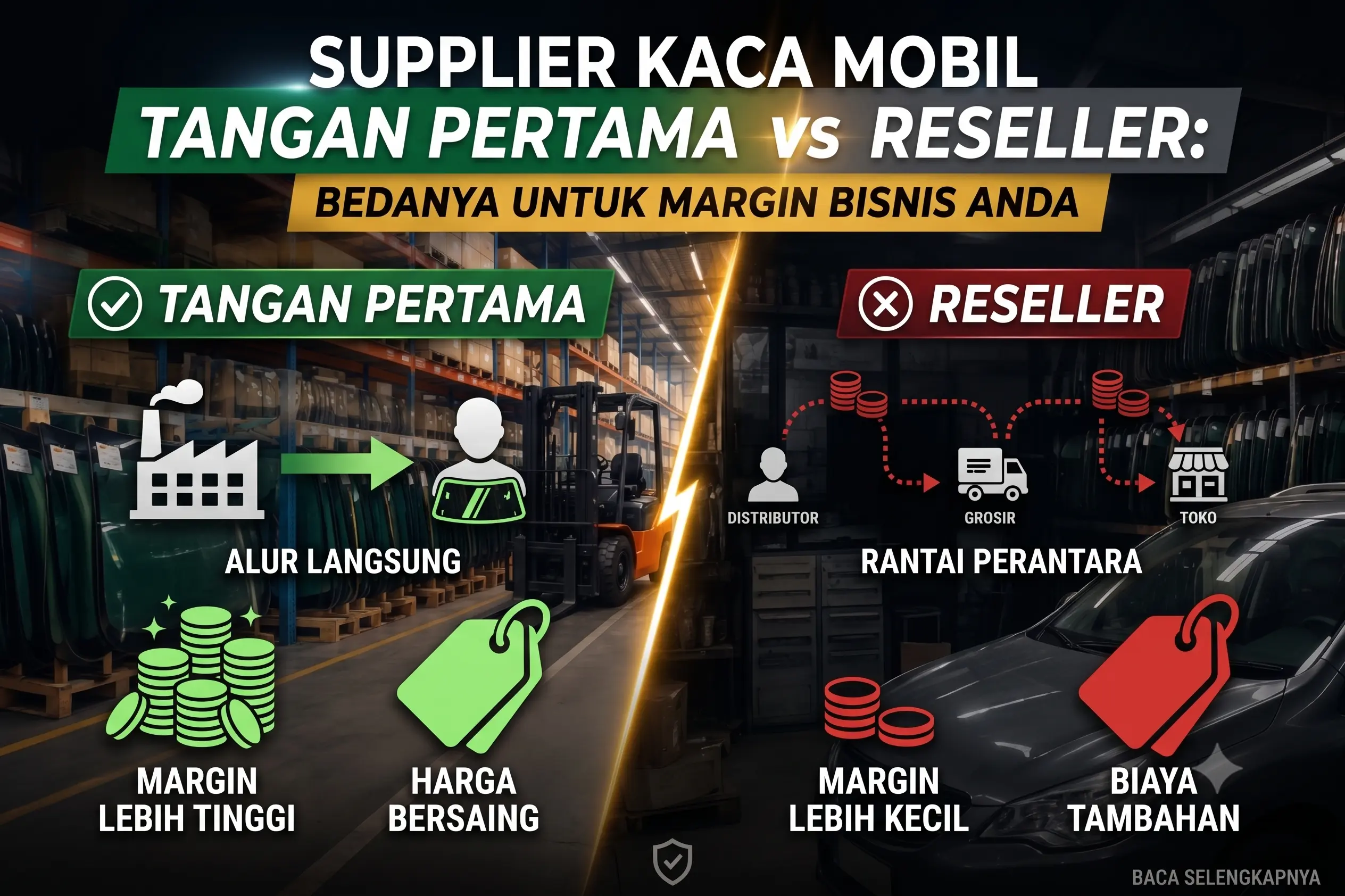 Supplier Kaca Mobil Tangan Pertama vs Reseller: Bedanya untuk Margin Bisnis Anda